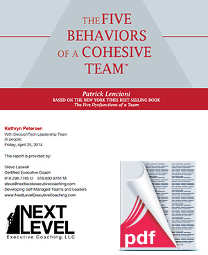 5 Behaviors of a Cohesive Team Sample Report